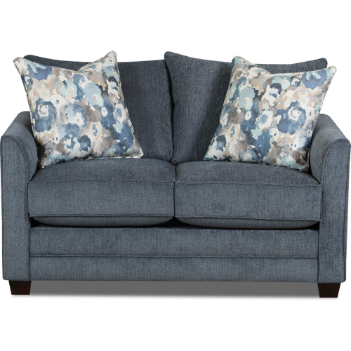 Juniper 57" Loveseat in Blue Chenille Fabric